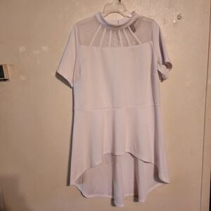 Ashley Stewart White Mesh Upper High Low Mini Dress Size 18/20 NWT